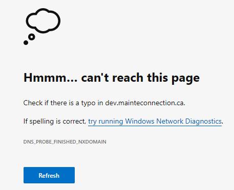 Unreachable Page Error